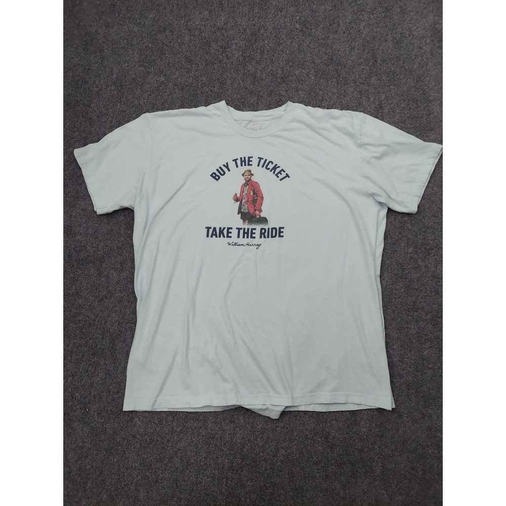 Vtg William Bill Murray Shirt Mens 3XL Blue Graphic Buy the Ticket Take Ride USA